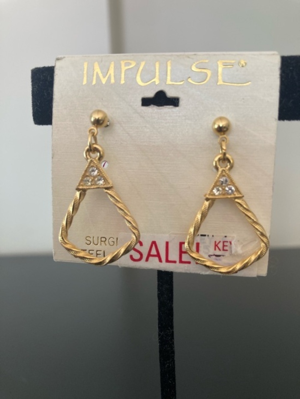 Impulse Gold-Tone Crystal Triangle Drop Earrings